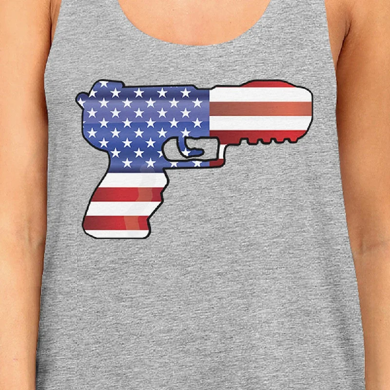 Pistol Shaped Flag Unique Design Womens Racerback Graphic Tank Top