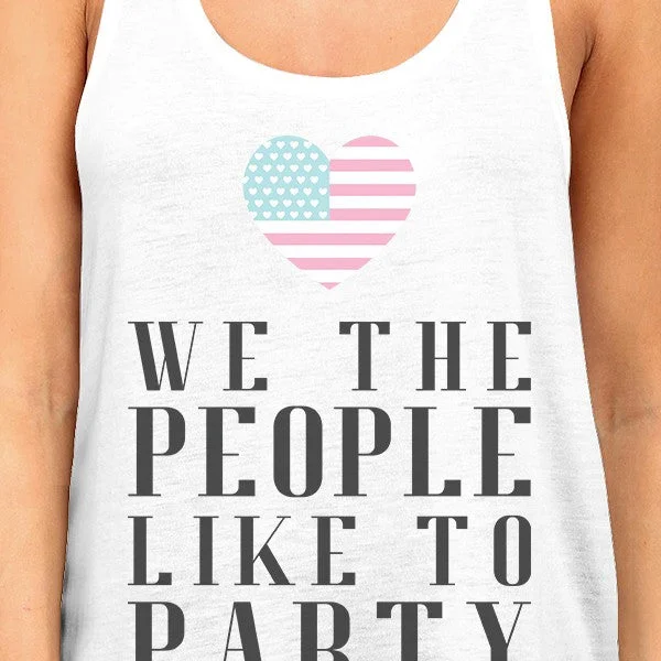 We The People Womens White Funny Independence Day Design Tank Top