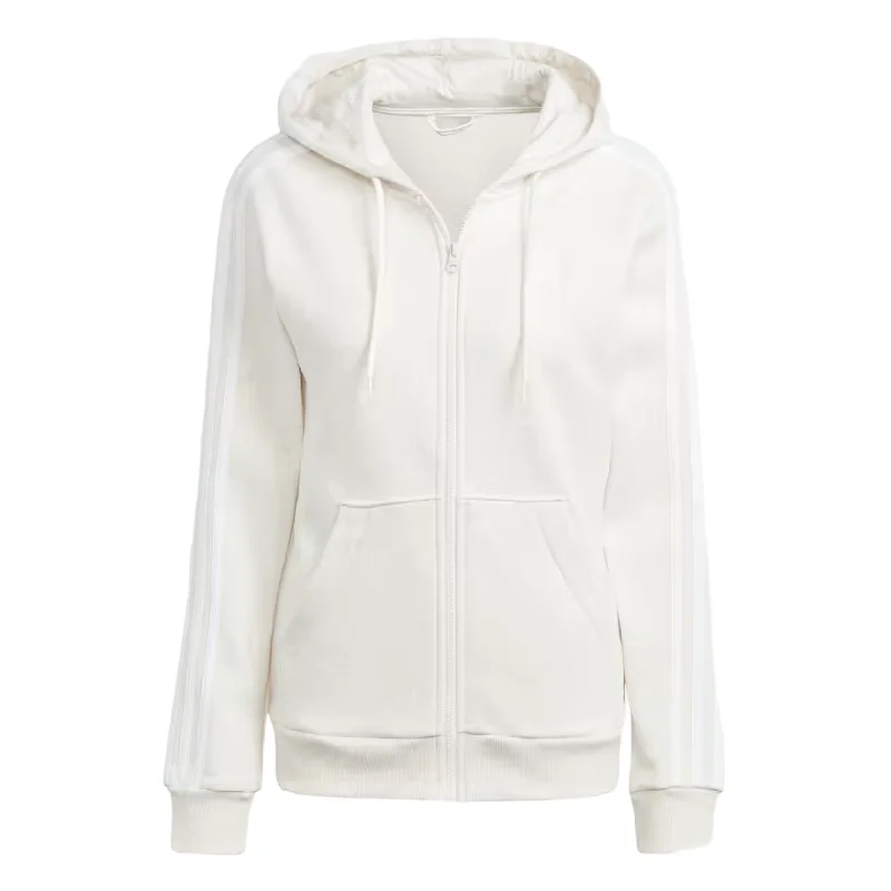 Adidas Felpa da donna con cappuccio e cerniera intera con 3 Strisce IM0239 bianco latte