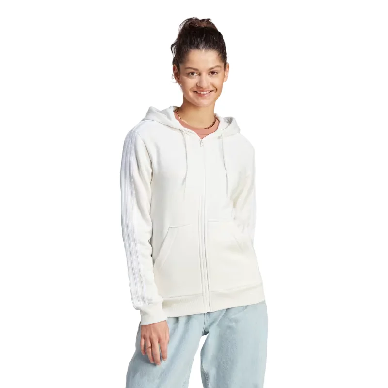 Adidas Felpa da donna con cappuccio e cerniera intera con 3 Strisce IM0239 bianco latte