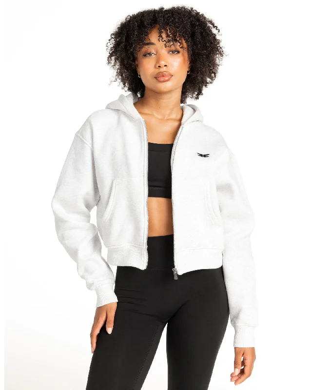 Cropped Classic Zip Through - Polar Grey