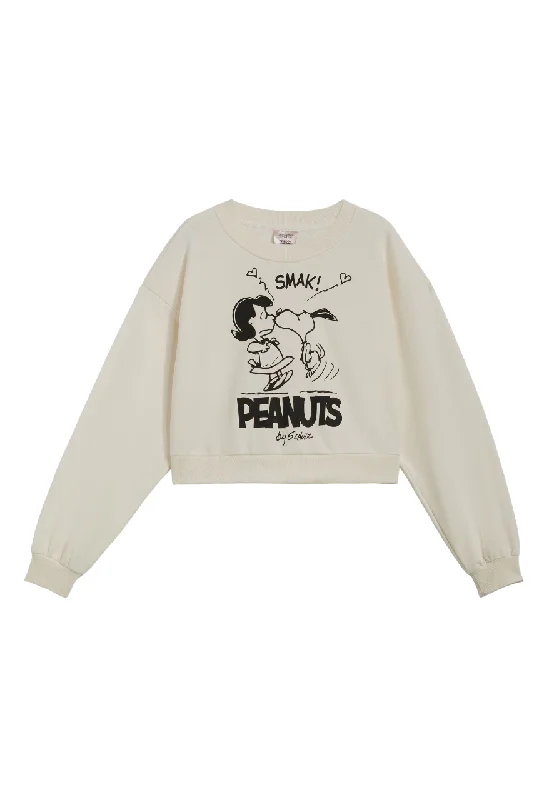 Felpa girocollo da donna con grafica Peanuts S4WMCS3-ST2MN W42 bianco