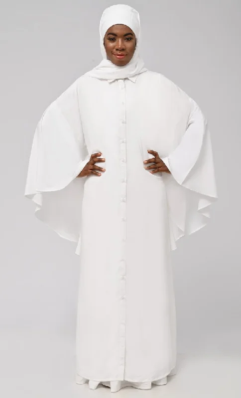 Asr Modest Button Down Kaftan Style Prayer Dress For Women (2Pc+H)