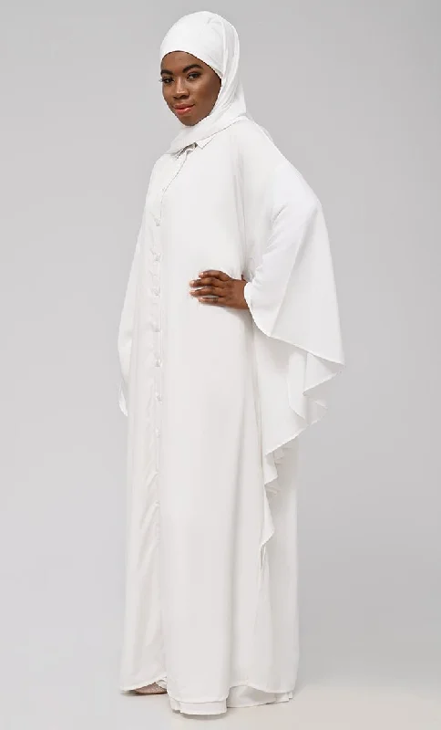 Asr Modest Button Down Kaftan Style Prayer Dress For Women (2Pc+H)