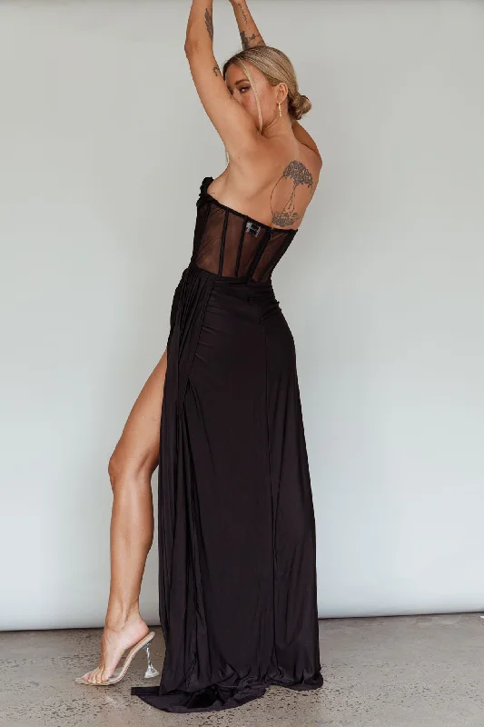 Aysha Strapless Split Maxi Dress Black