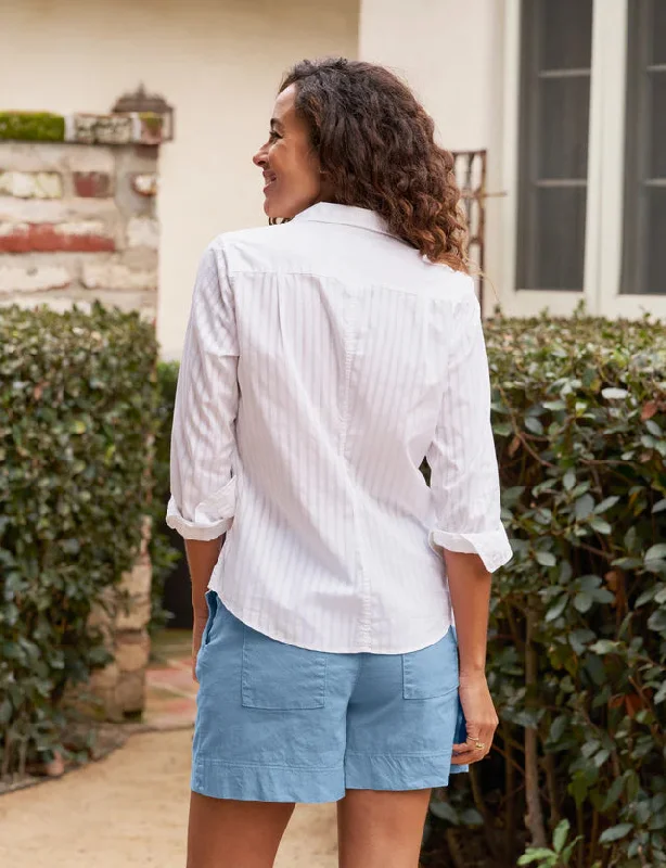 Barry Button Up White Sheer Stripe