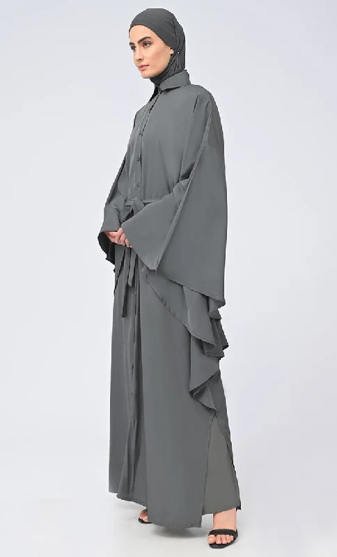 Beautiful Islamic Button Down Kaftan Abaya With Matching Hijab