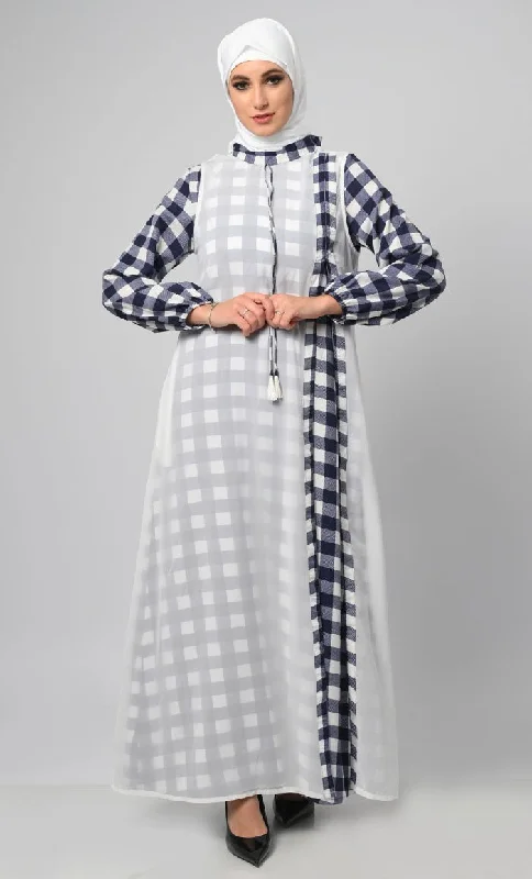 Beautiful White And Blue Dailywear Abaya