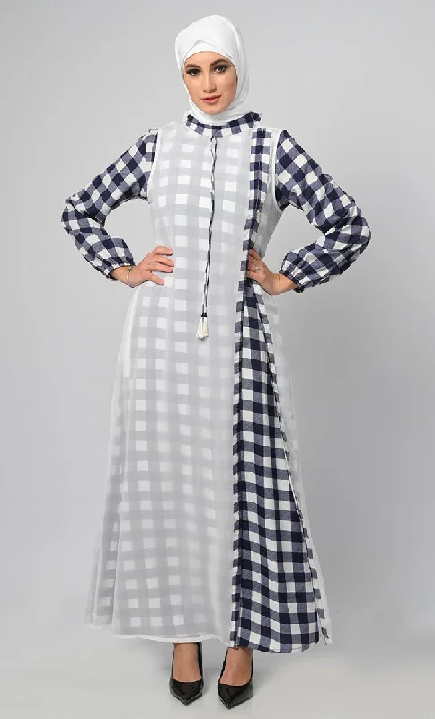 Beautiful White And Blue Dailywear Abaya