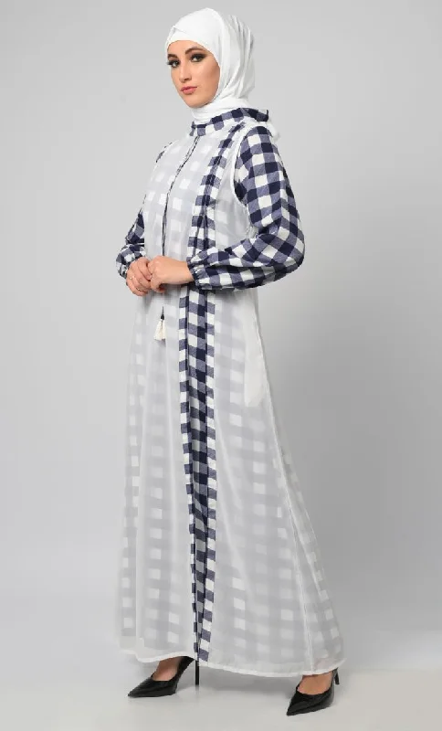 Beautiful White And Blue Dailywear Abaya