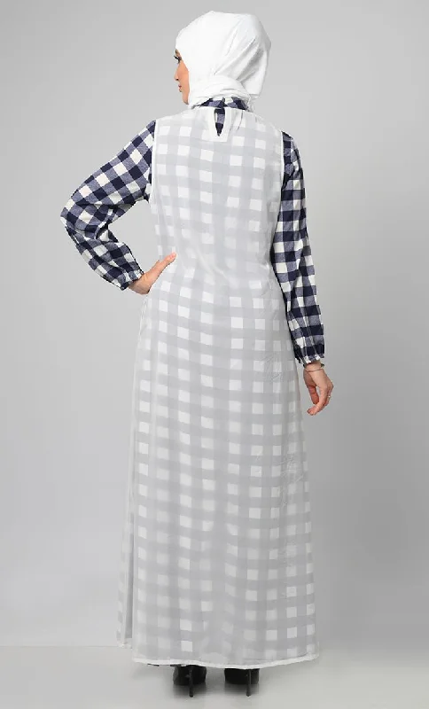 Beautiful White And Blue Dailywear Abaya