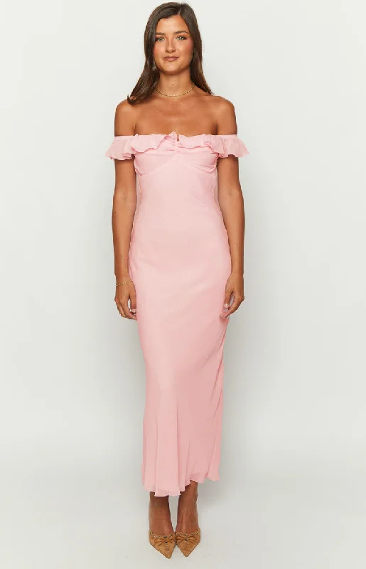 Bellflower Pink Chiffon Maxi Dress