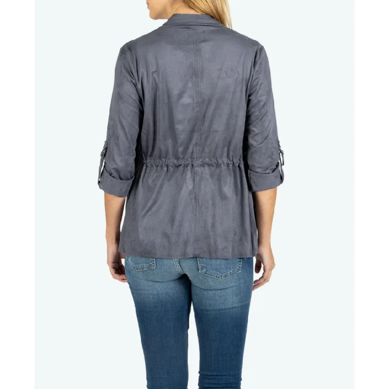 Dianne Faux Suede Drape Jacket