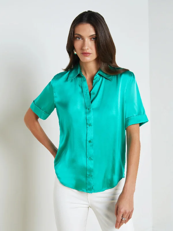 Ellah Short Sleeve Blouse Bright Seafoam