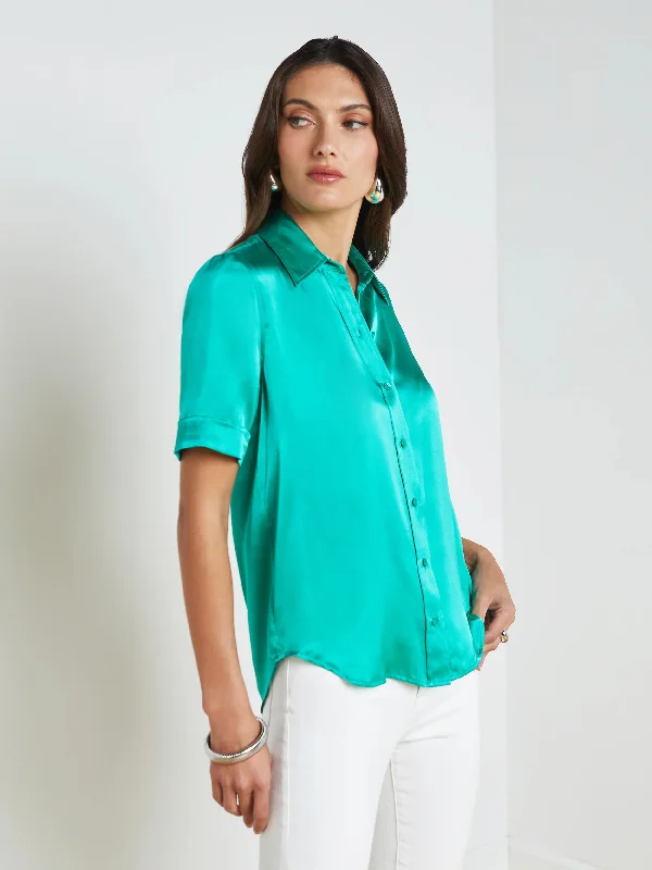 Ellah Short Sleeve Blouse Bright Seafoam