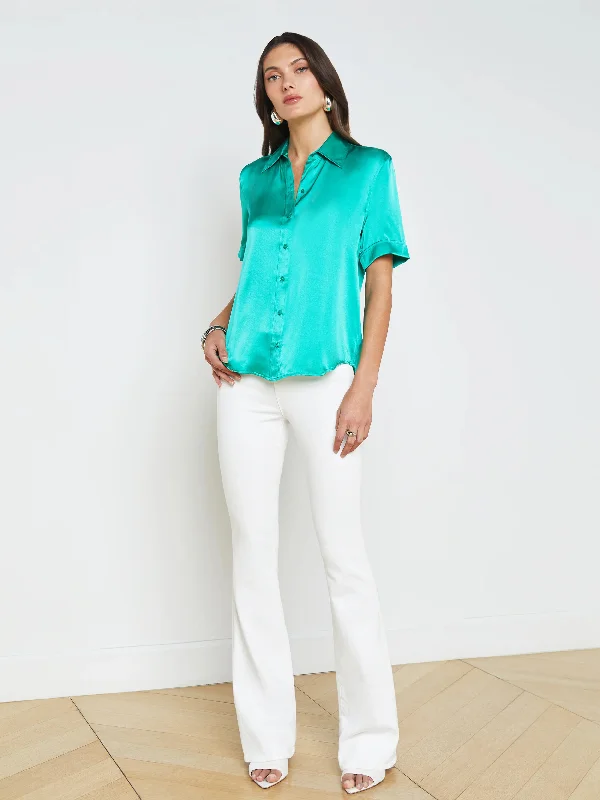 Ellah Short Sleeve Blouse Bright Seafoam