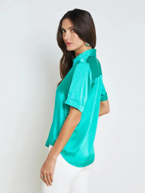 Ellah Short Sleeve Blouse Bright Seafoam