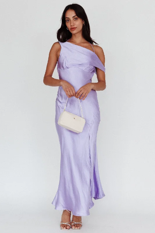 Etienne Off-Shoulder Halter Midi Dress Lilac