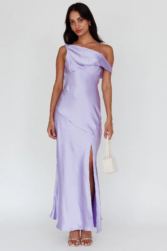 Etienne Off-Shoulder Halter Midi Dress Lilac