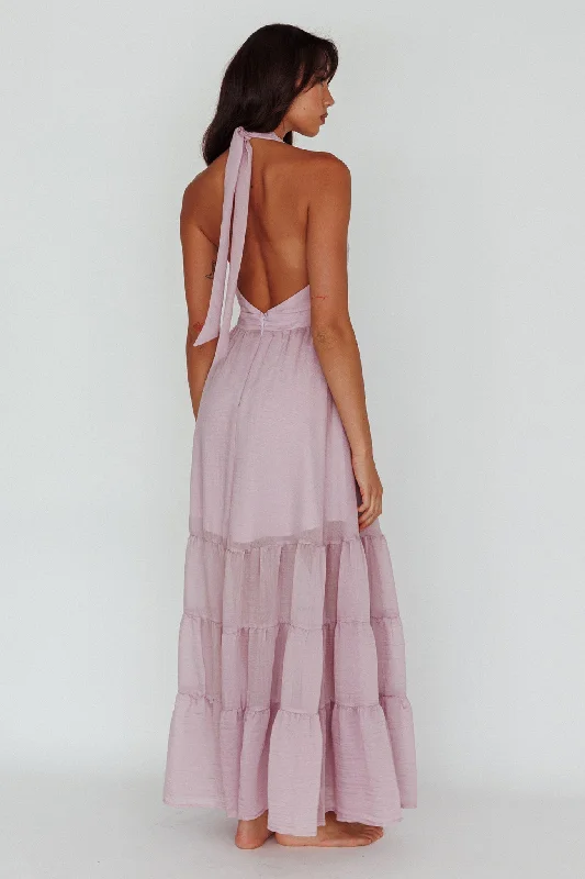 Jalisco Sun Halterneck Maxi Dress Lilac