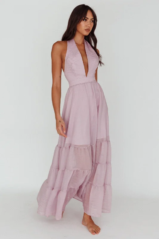 Jalisco Sun Halterneck Maxi Dress Lilac