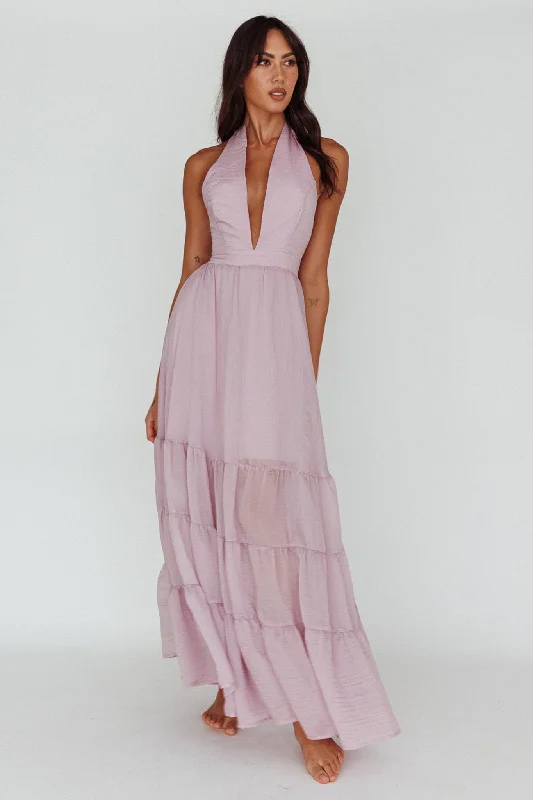 Jalisco Sun Halterneck Maxi Dress Lilac