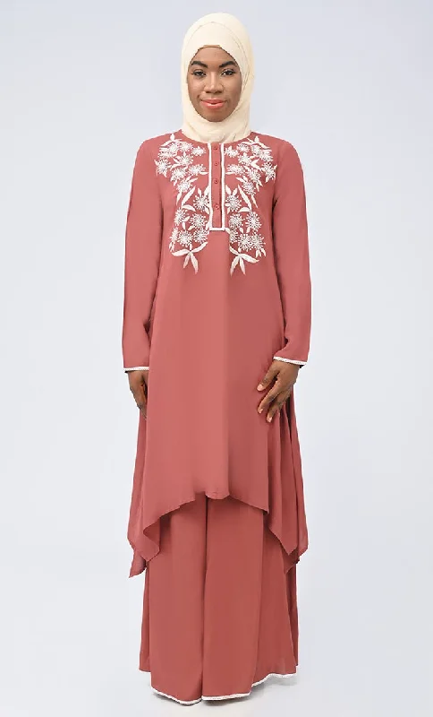 Jamila Embroidered Set With Hijab And Pockets