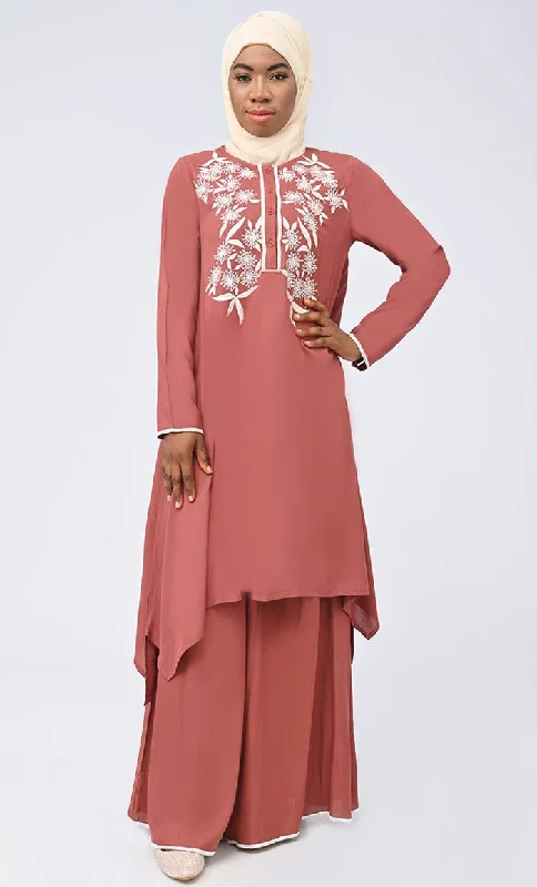 Jamila Embroidered Set With Hijab And Pockets