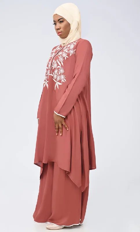 Jamila Embroidered Set With Hijab And Pockets