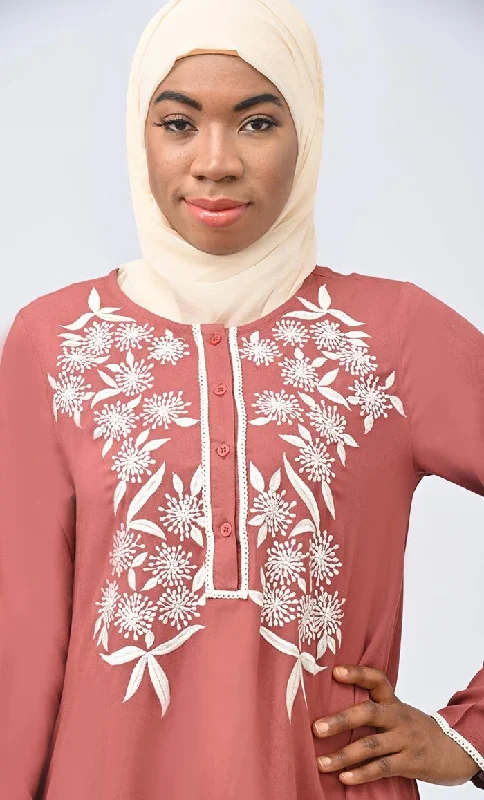 Jamila Embroidered Set With Hijab And Pockets