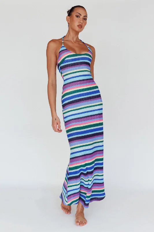 Kandy Crochet Maxi Dress Stripe Lavender Multi