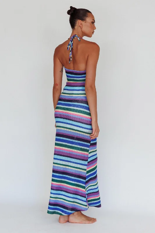 Kandy Crochet Maxi Dress Stripe Lavender Multi