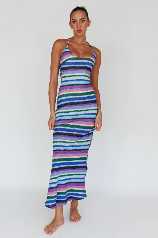 Kandy Crochet Maxi Dress Stripe Lavender Multi