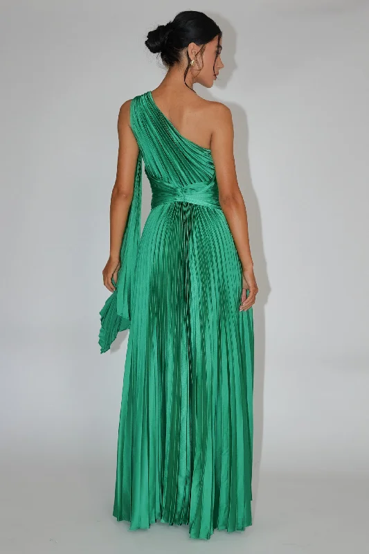 Laxmi Accordion Pleat Maxi Dress Kelly Green