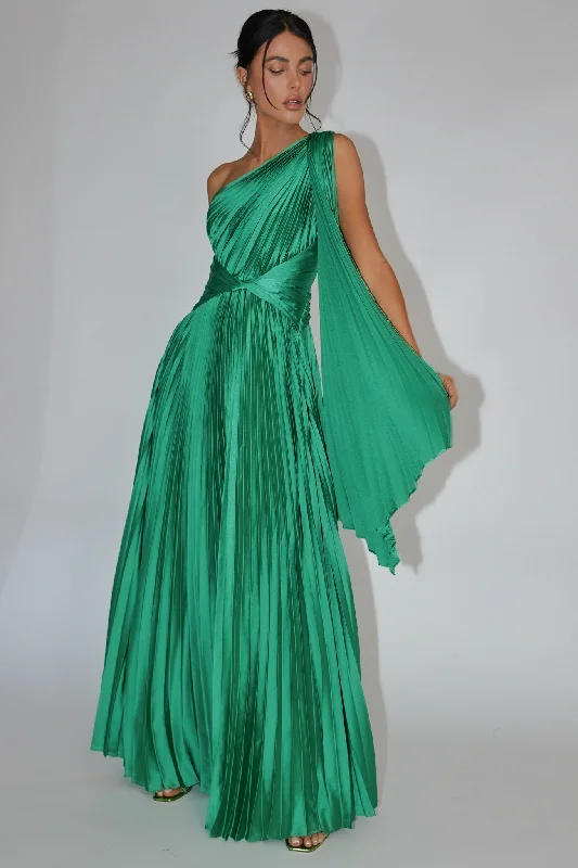 Laxmi Accordion Pleat Maxi Dress Kelly Green