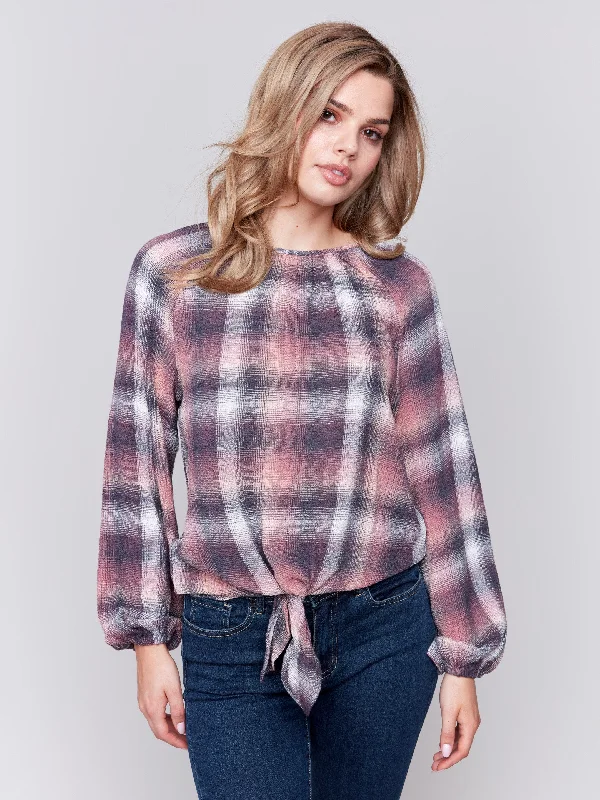 Long-Sleeve Tie-Front Blouse - Quartz