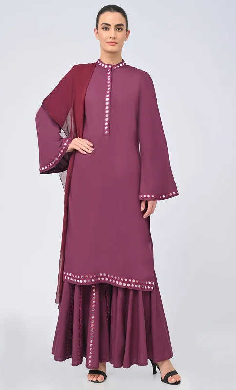 Maha Modest Rayon Salwar kameez Set With Matching Chiffon Hijab