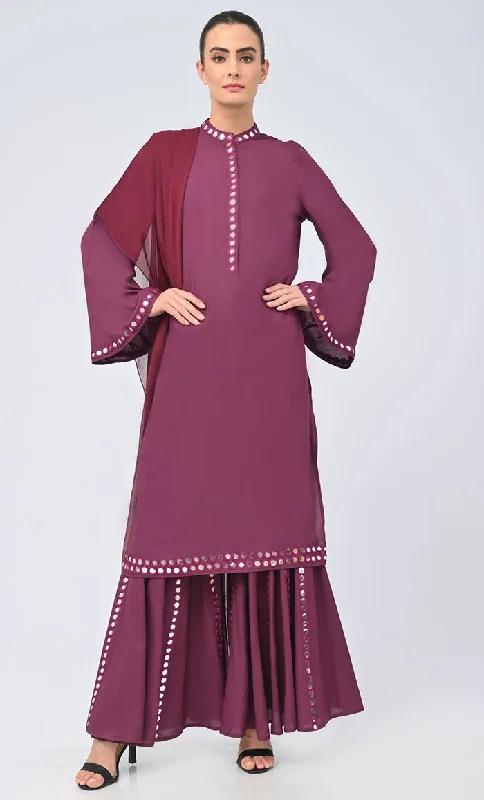 Maha Modest Rayon Salwar kameez Set With Matching Chiffon Hijab