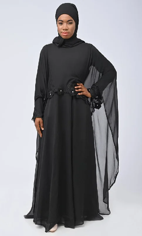 Modest Beautiful Black Embroidered Prayer Dress