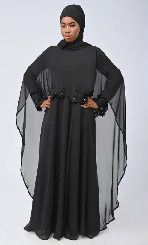 Modest Beautiful Black Embroidered Prayer Dress