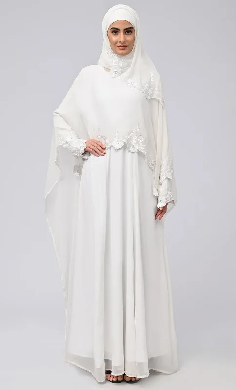 Modest Beautiful Embroidered Prayer Dress For Women (2Pc+H)