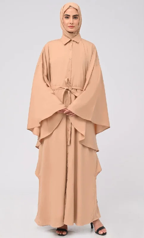 Modest Islamic Button Down Kaftan Abaya With Matching Hijab