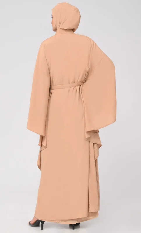 Modest Islamic Button Down Kaftan Abaya With Matching Hijab