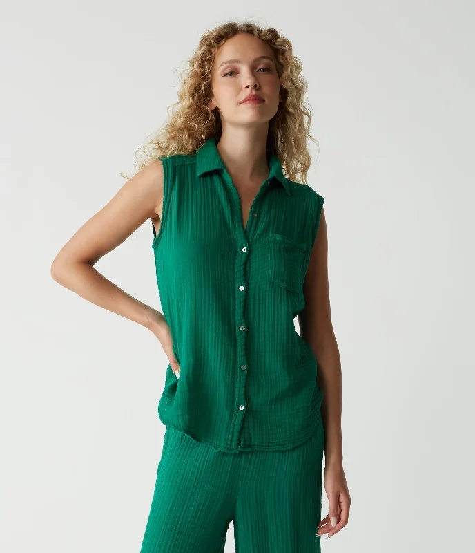 Monique Gauze Button Down Tank