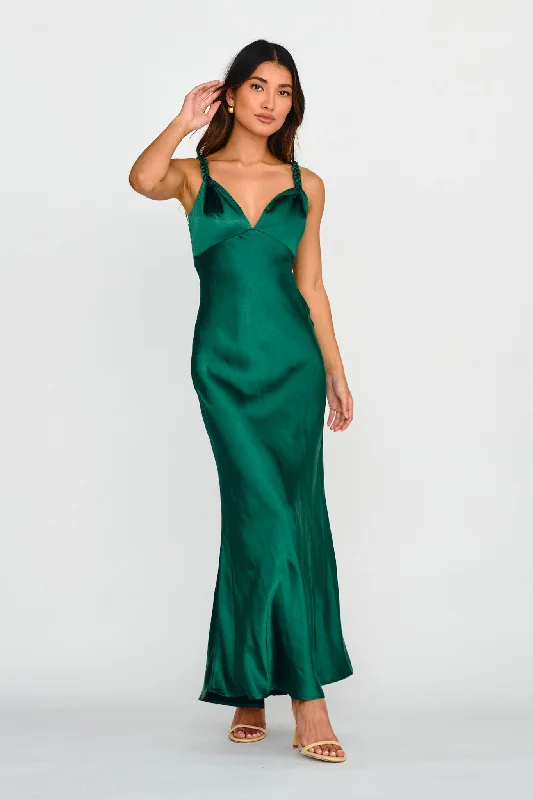 Muraya Braided Strap Maxi Dress Forest Green