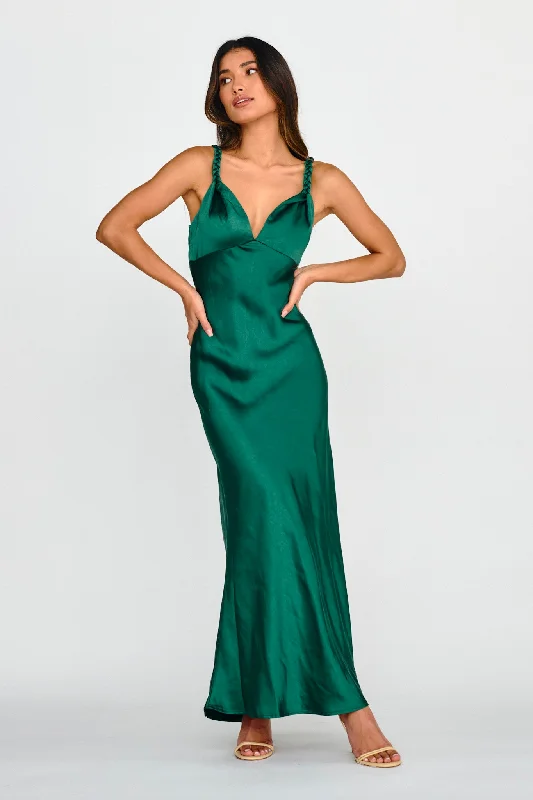 Muraya Braided Strap Maxi Dress Forest Green