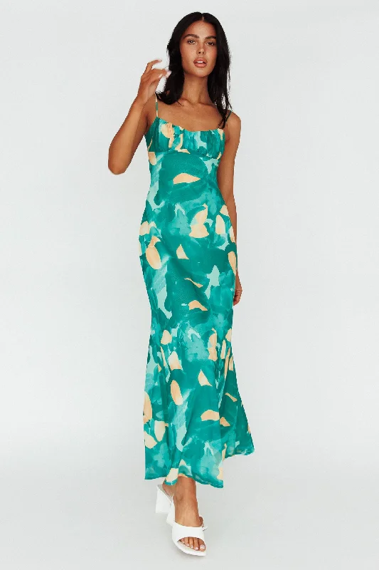 Nerida Twist Back Maxi Dress Print Green