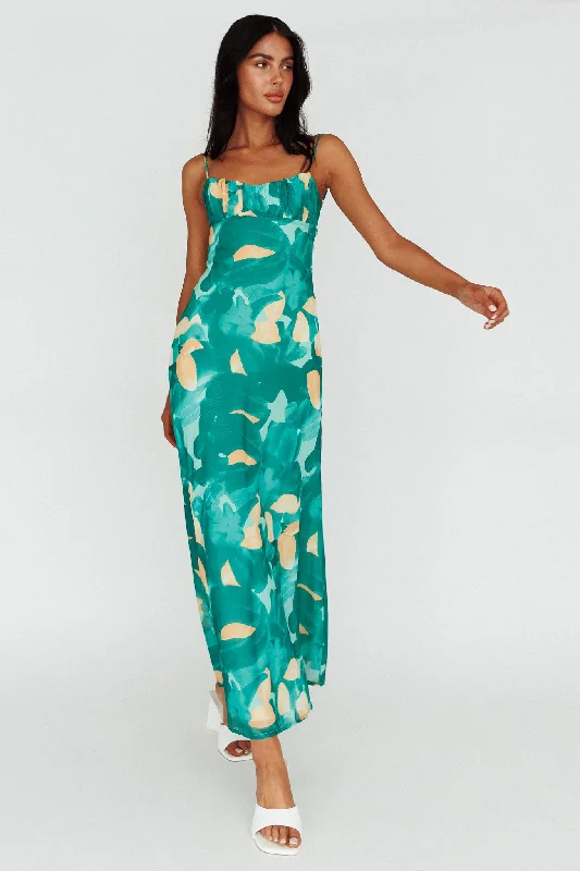 Nerida Twist Back Maxi Dress Print Green