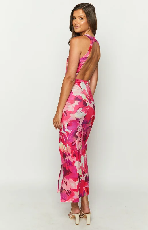 New News Pink Print Maxi Dress