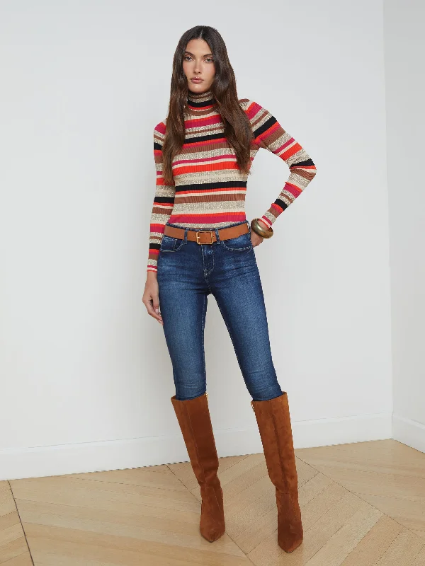 Olene Stripe Turtleneck Orange/Pink Multi Stripe